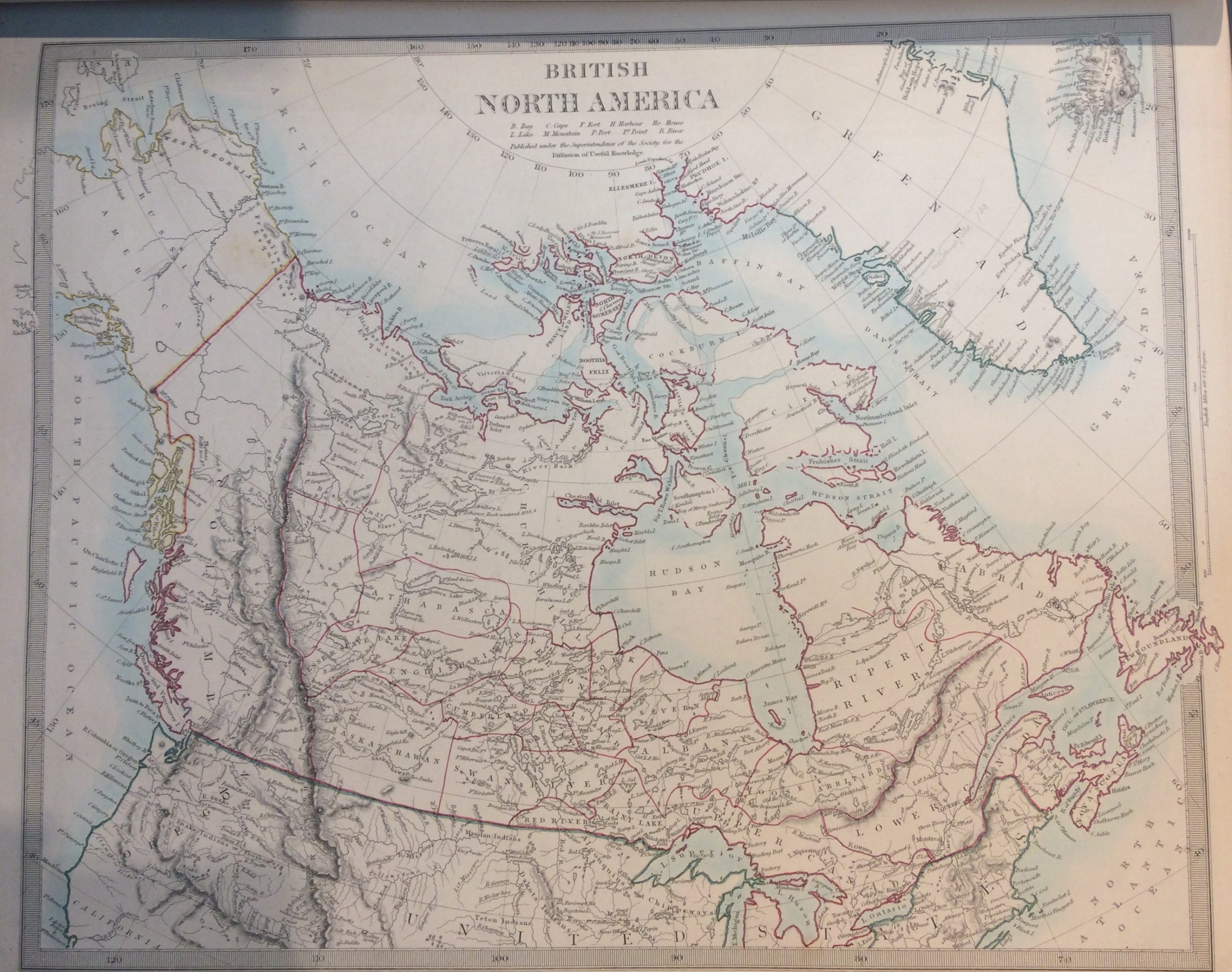 Map of British North America from 1856 atlas