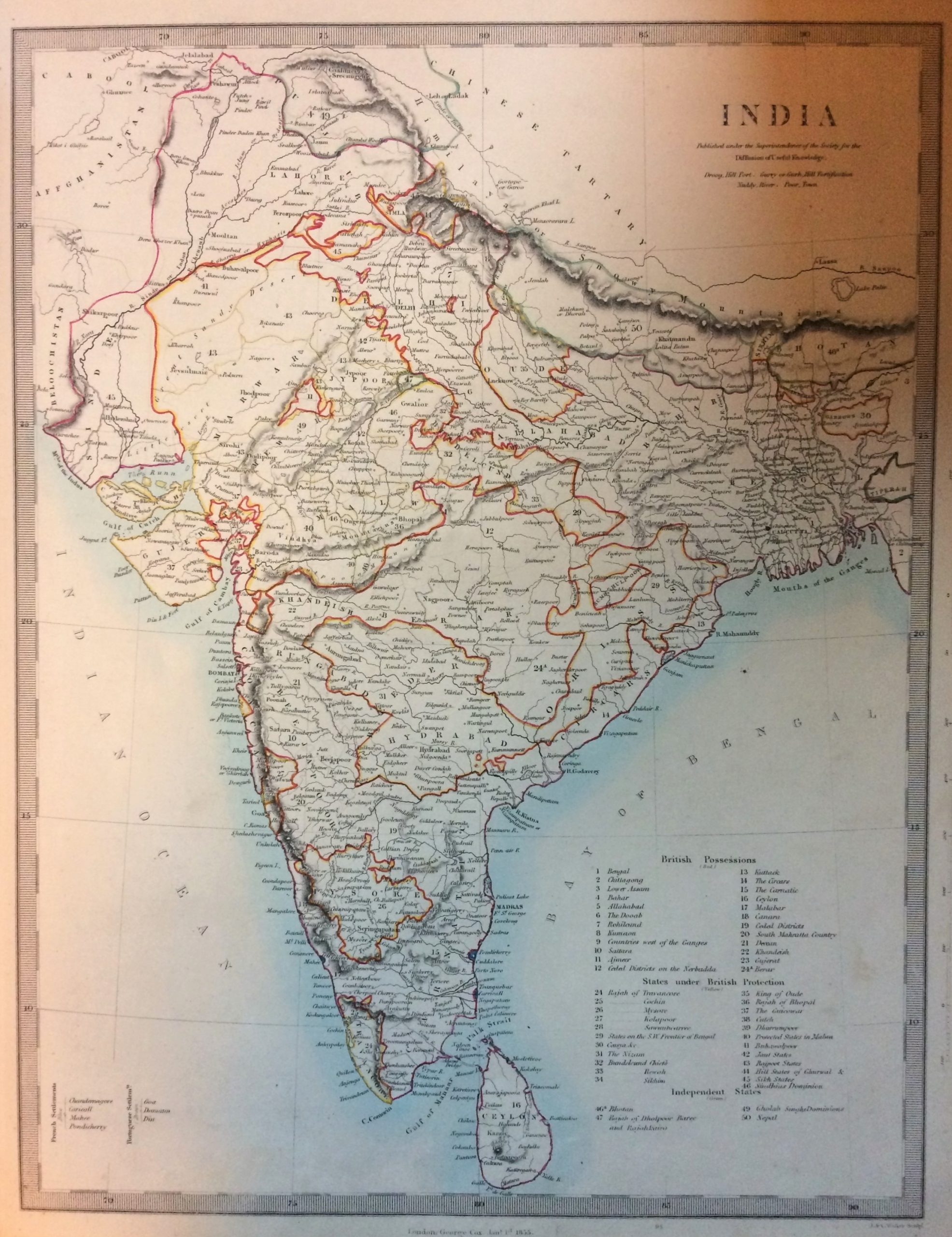 Map of India from 1856 atlas