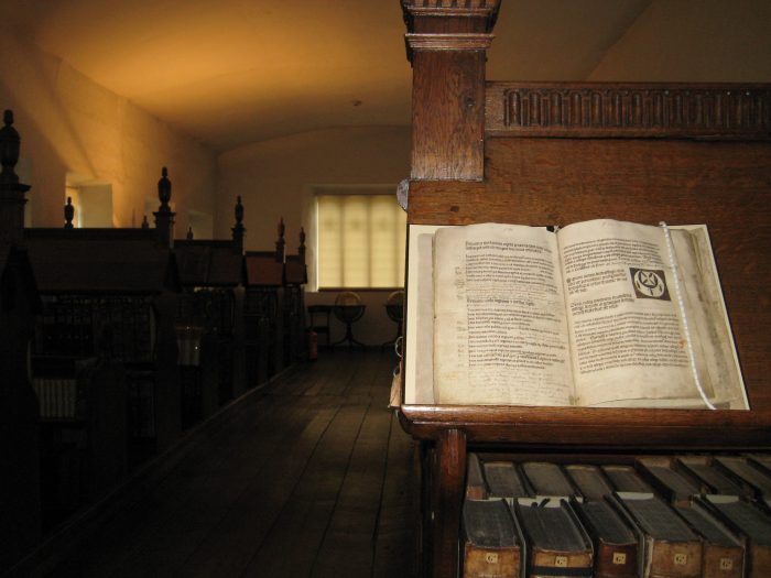 Book from the special collections on display in the Old Library