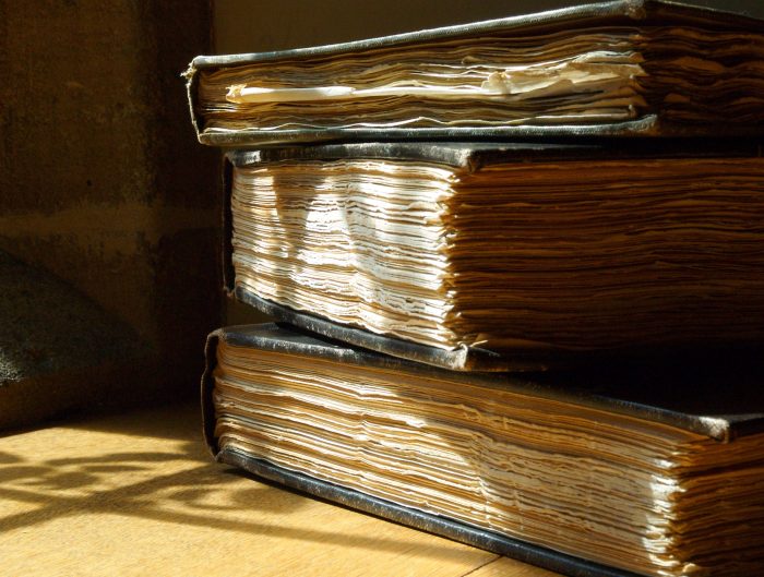 Stack of old books in the Old Library