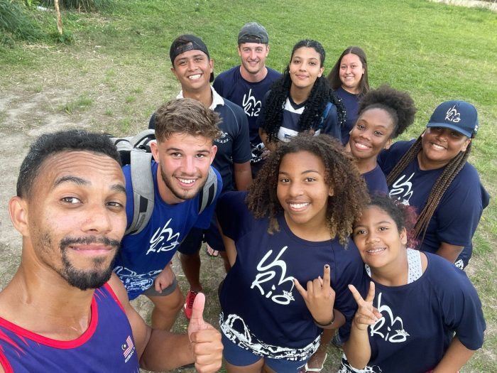 George Laing with a group of students