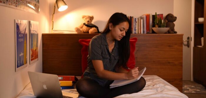 student writing