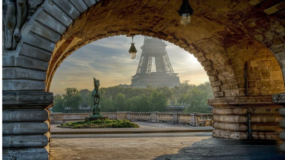 View of the Eiffel Tower through an archway