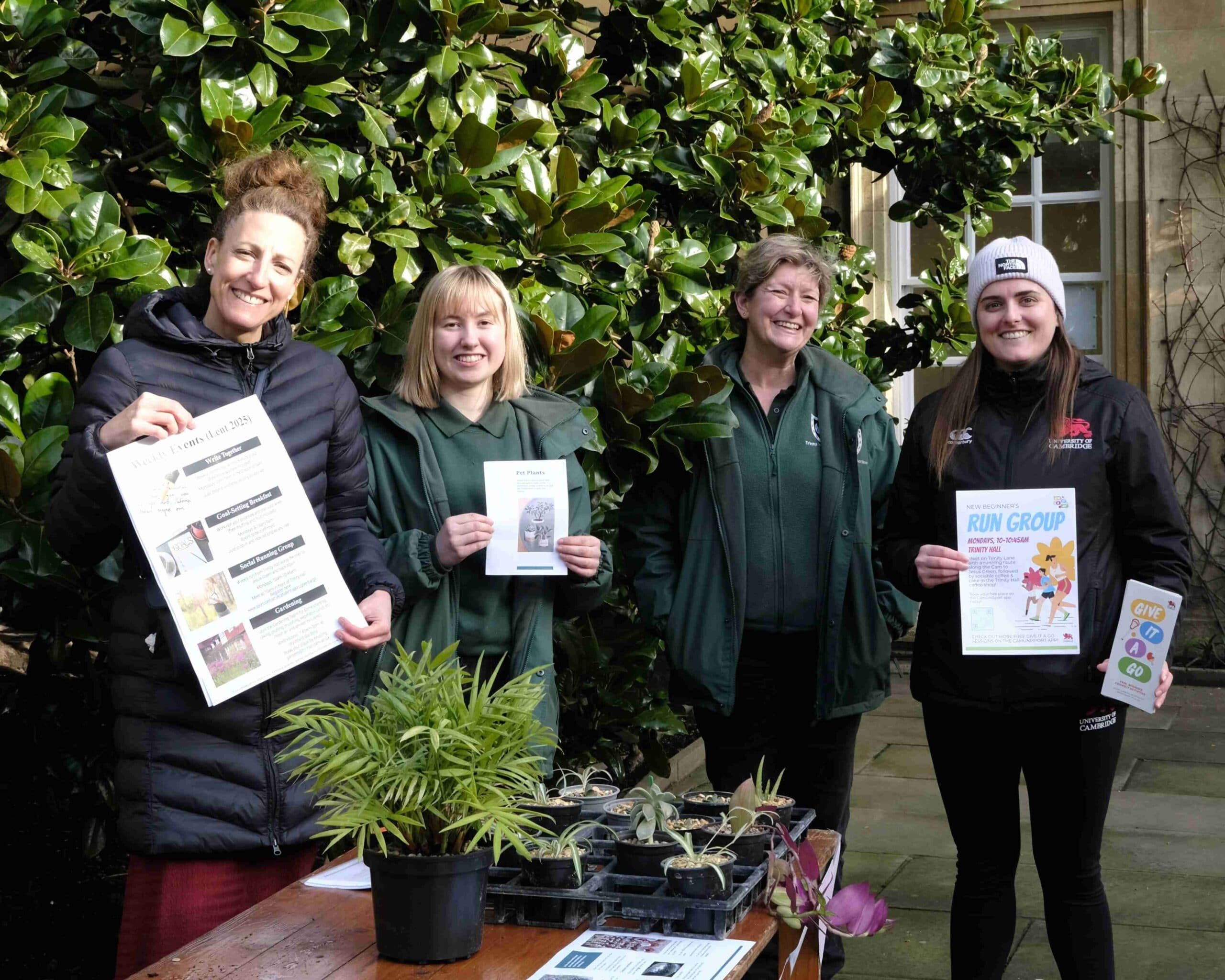Lisa, Sophie, Sam and representative from the Cambridge University Sports Team at the Pet Plants initiative.