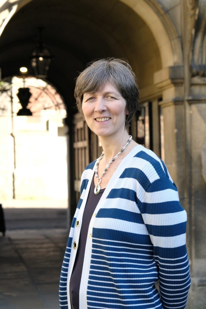Vicky Mills standing in front of entrance to Central Site.