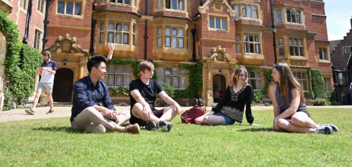 Students on Latham Lawn