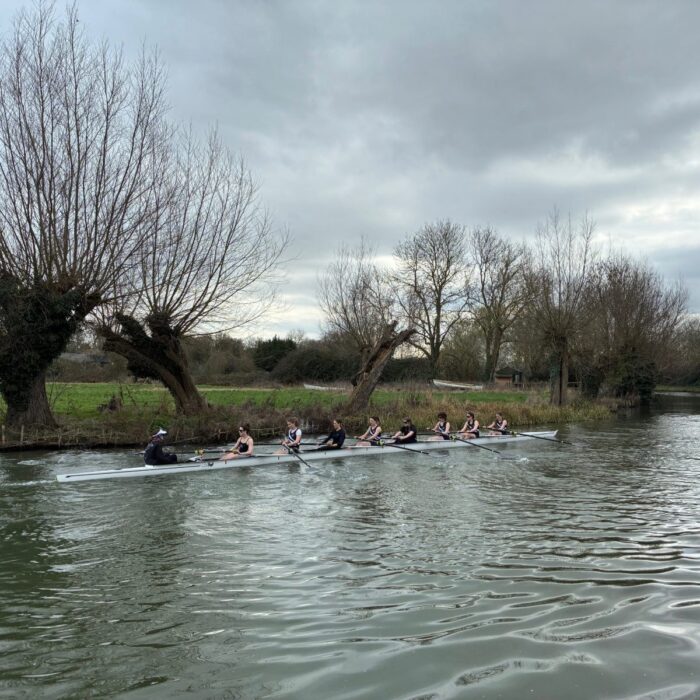 Women's Second boat rowing over in day one of the Lent Bumps 2026.