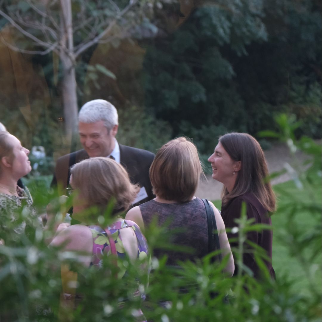 Alumni at the drinks reception in the Fellows Garden; the THA Annual Dinner on 27 September 2025.