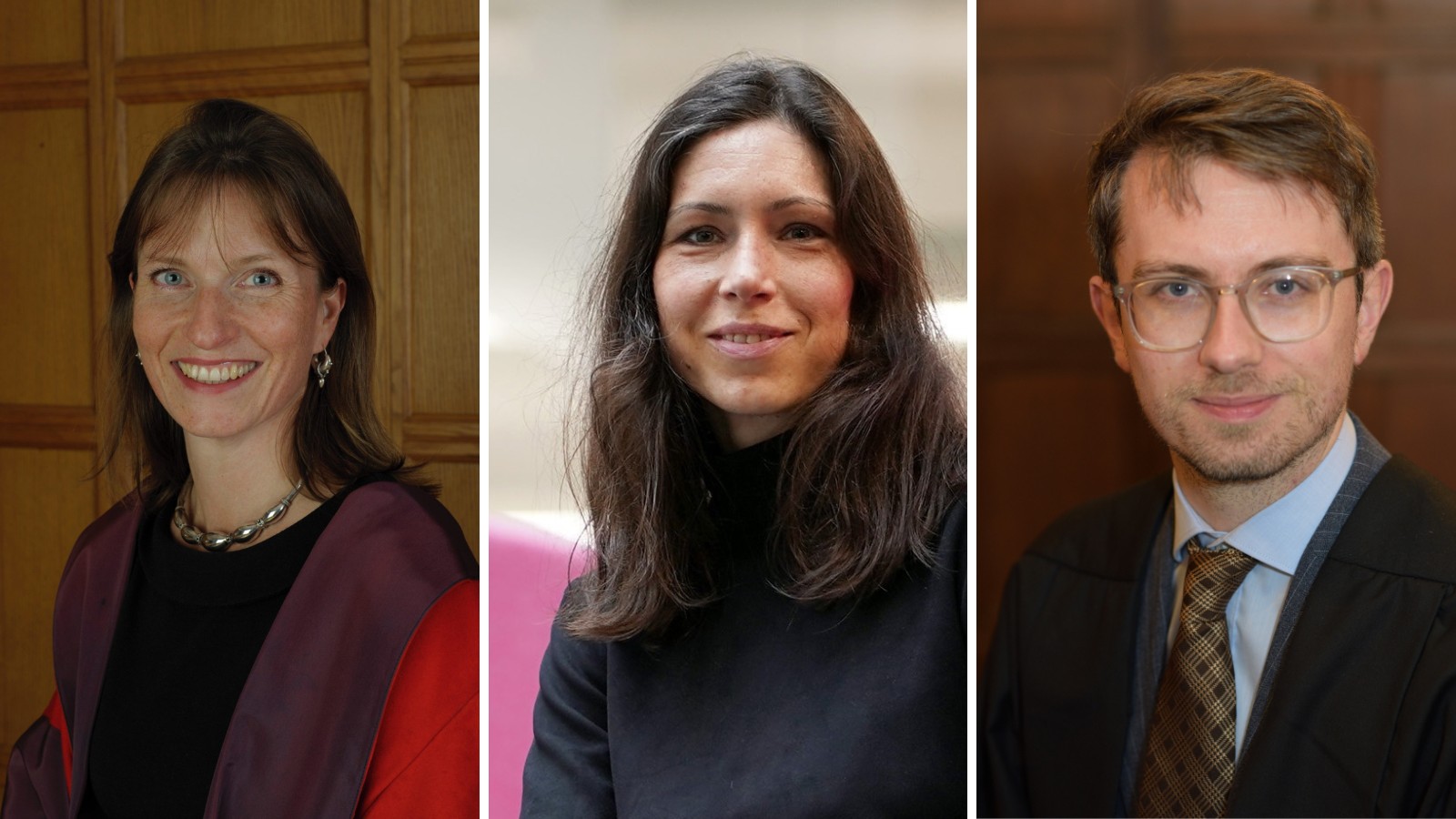 A collage image of three people, in formal dress.