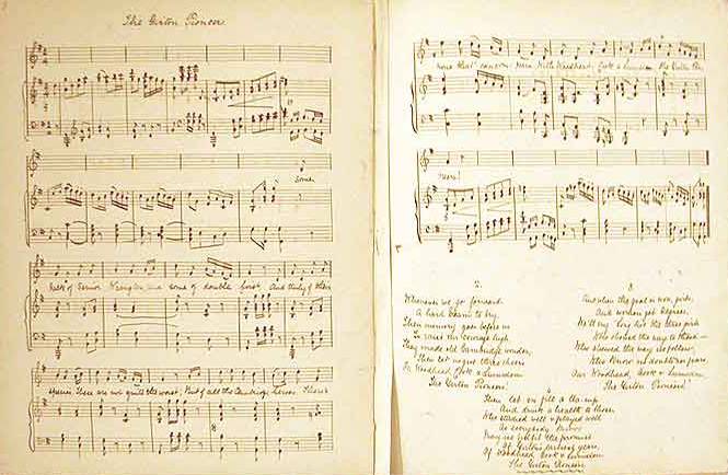 A sheet of music showing the tune to the song, 'The Girton Pioneers'.